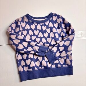 4T Blue‎ Pink Heart Print Fleece Sweatshirt Pullover Toddler Spring Shirt Cute